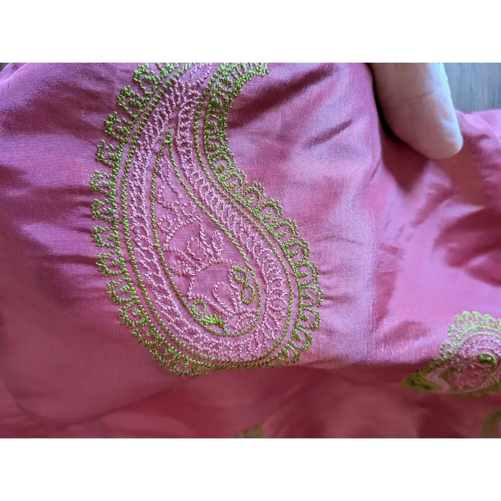 Banasata Pink Sarees Silk Embroidered Paley Saree 84 x 92 each 2 panels